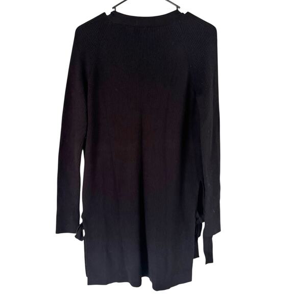 Anthropologie Moth Anna Ribbed Button Front Side Tie Cardigan Sweater Black XS - Picture 4 of 8